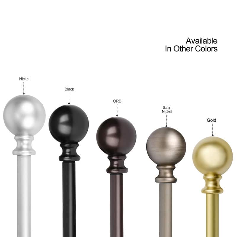 Utopia Alley Curtain Rod with Round Finials, Adjustable Length 86120